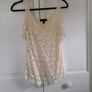 Cream cold shoulder top
